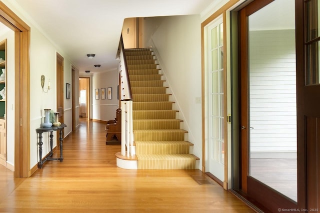 interior space with stairs and light wood-style flooring