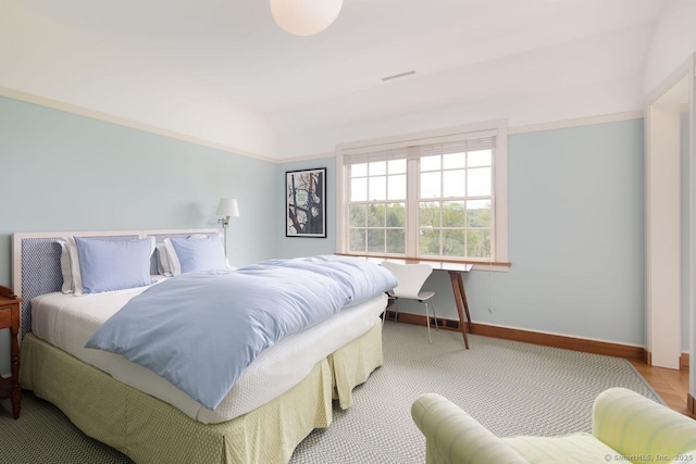 11 Valley Rd, Salisbury, CT 06039 - bedroom featuring baseboards, vaulted ceiling, and visible vents