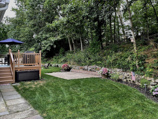 view of yard featuring a deck