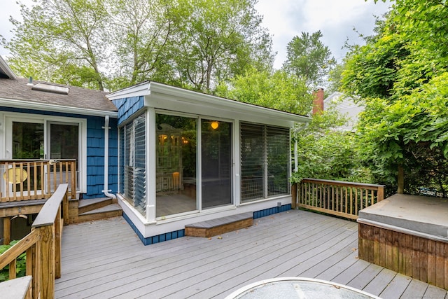 30 Holly Cir, Windsor, CT 06095 - wooden deck with a sunroom