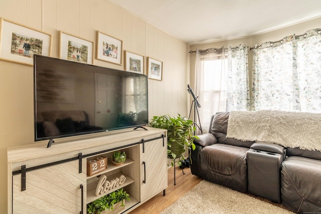 living area with light wood finished floors