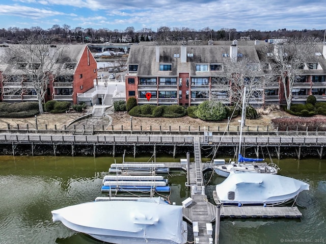 dock area featuring a water view