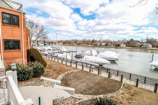 view of dock featuring a water view