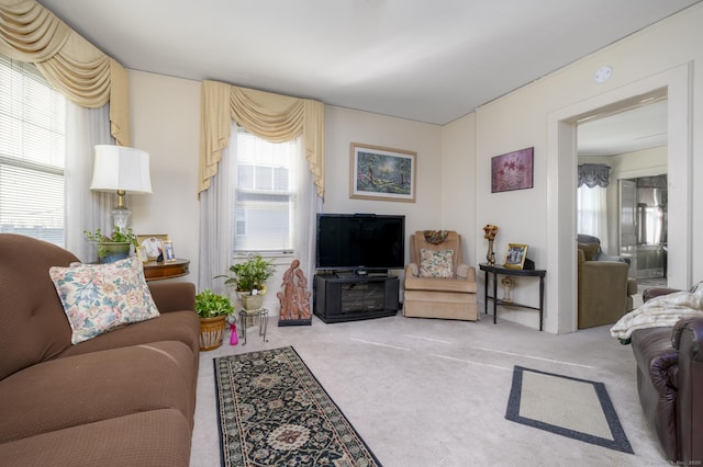 view of carpeted living area