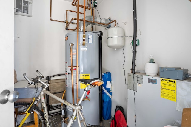 utility room with water heater and visible vents