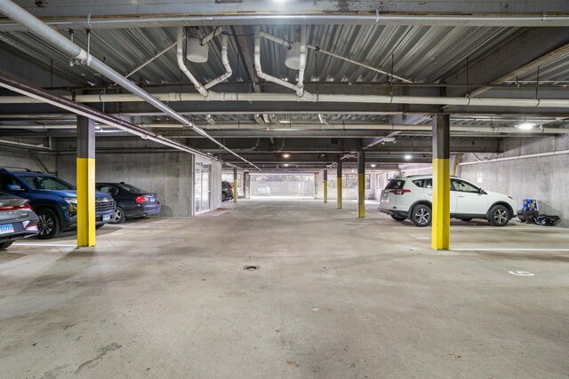 parking garage with metal wall