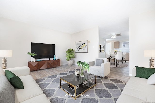 living area with wood finished floors