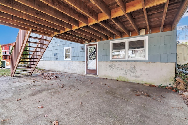 view of patio featuring stairs