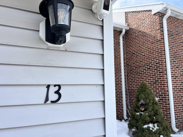 details featuring brick siding