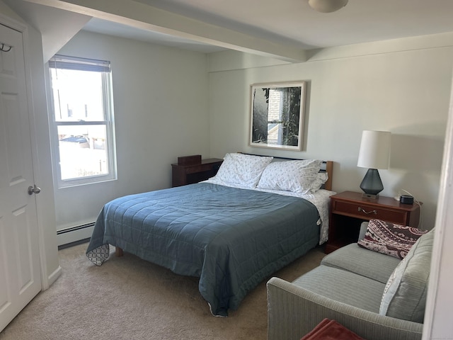 17 Blair St, Milford, CT 06460 - bedroom with carpet, a baseboard radiator, and beam ceiling