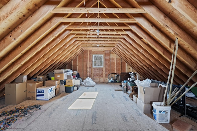 view of unfinished attic