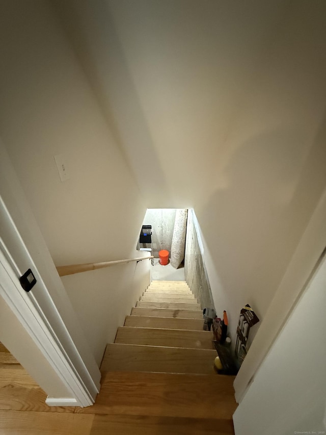 staircase featuring wood finished floors