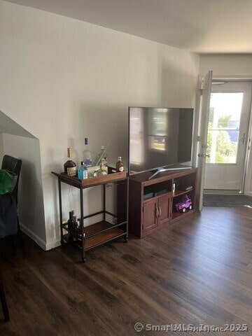 living area with dark wood finished floors