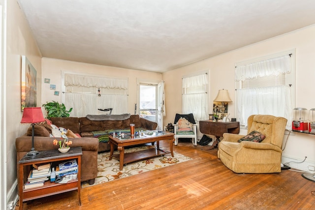 living area featuring hardwood / wood-style flooring