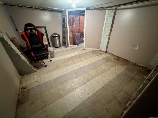 view of unfinished basement