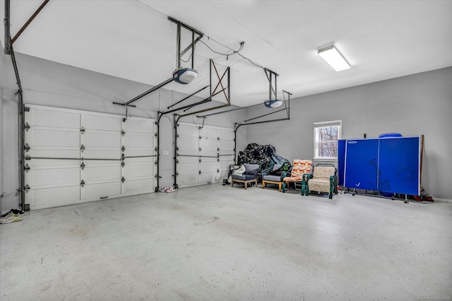 garage with a garage door opener