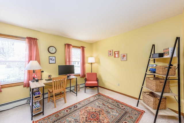 office with carpet flooring and baseboards