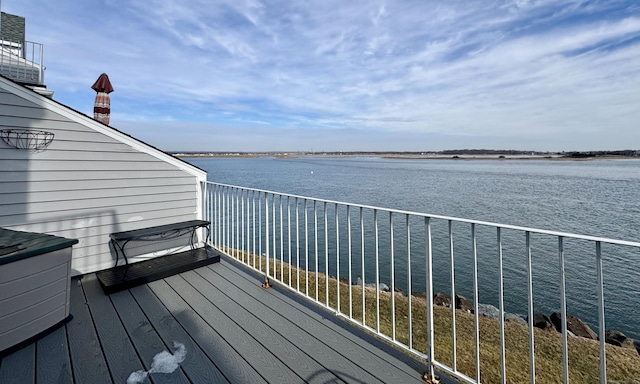 deck with a water view