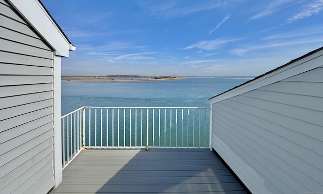 deck with a water view