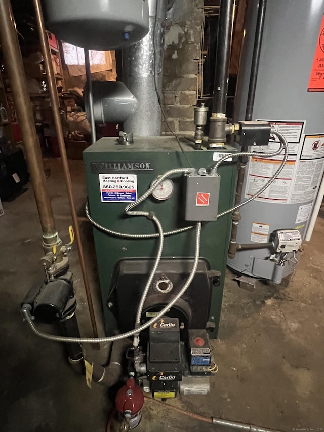 utilities with water heater and a heating unit