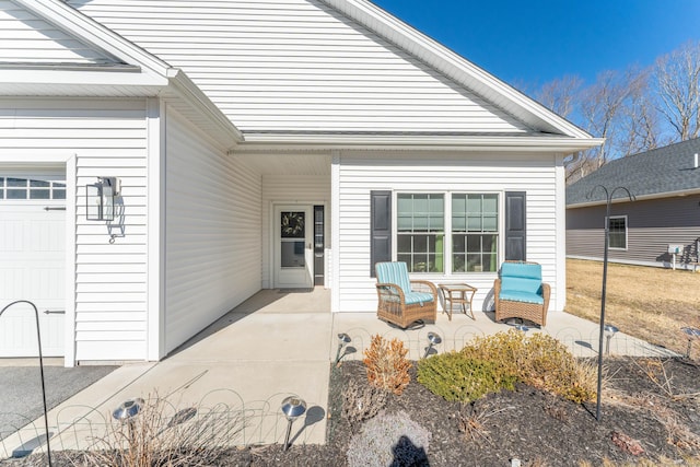 exterior space with a garage