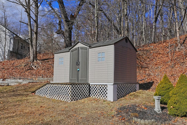 view of shed