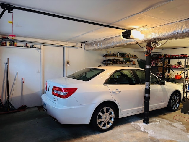 garage with a garage door opener