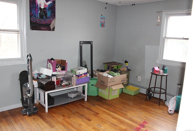 playroom featuring wood-type flooring