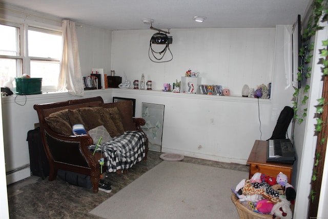 sitting room featuring a baseboard radiator