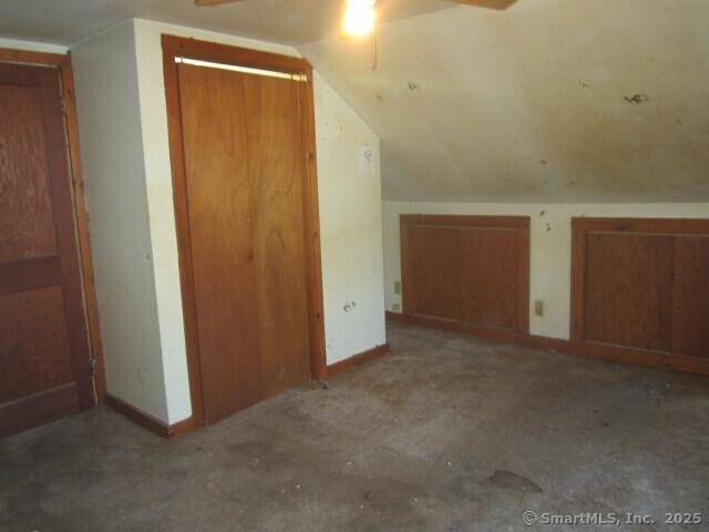 242 Elm St, Enfield, CT 06082 - additional living space featuring ceiling fan, lofted ceiling, and baseboards