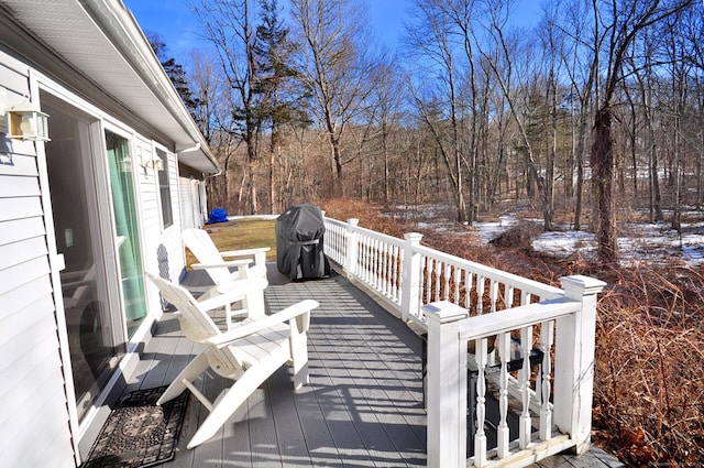 deck featuring grilling area