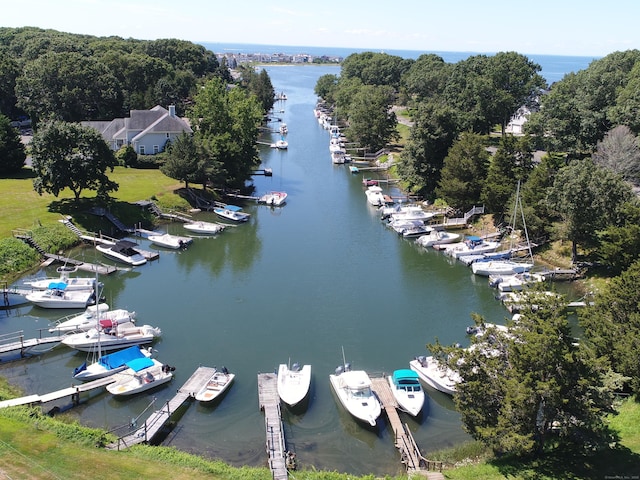 37 Skyline Dr, Groton, CT 06340 - drone / aerial view of a nearby body of water and numerous boat docks