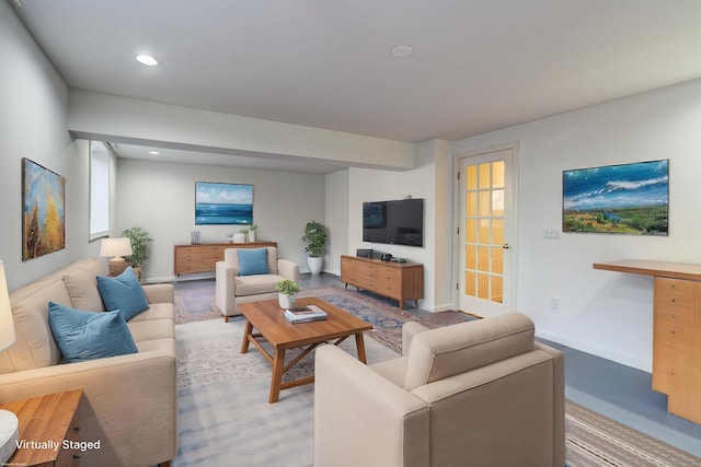 37 Skyline Dr, Groton, CT 06340 - living area featuring recessed lighting and baseboards
