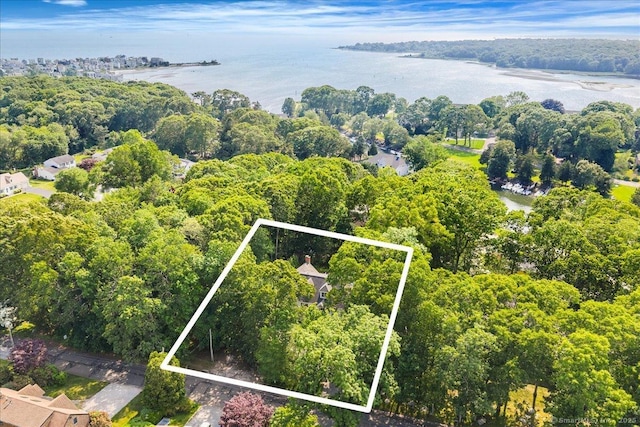 37 Skyline Dr, Groton, CT 06340 - aerial overview of property's location with a nearby body of water and property boundaries highlighted