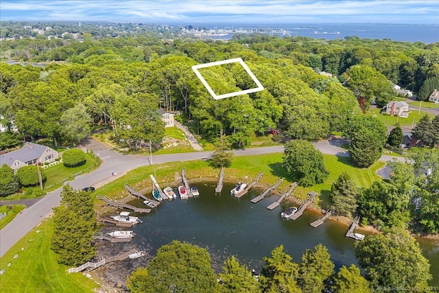 37 Skyline Dr, Groton, CT 06340 - view of property location with property parcel outlined and a nearby body of water