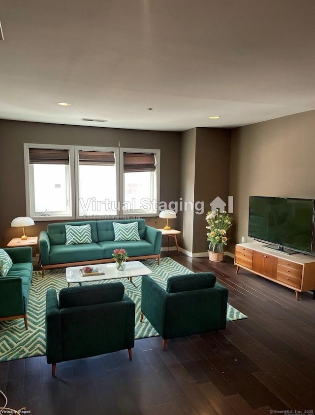 2660 N Ave Unit 110, Bridgeport, CT 06604 - living area with healthy amount of natural light, baseboards, hardwood / wood-style flooring, and recessed lighting