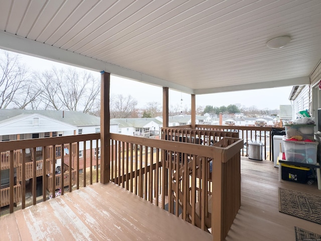 deck with a residential view