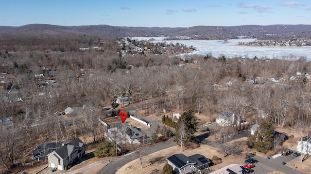 bird's eye view with a mountain view