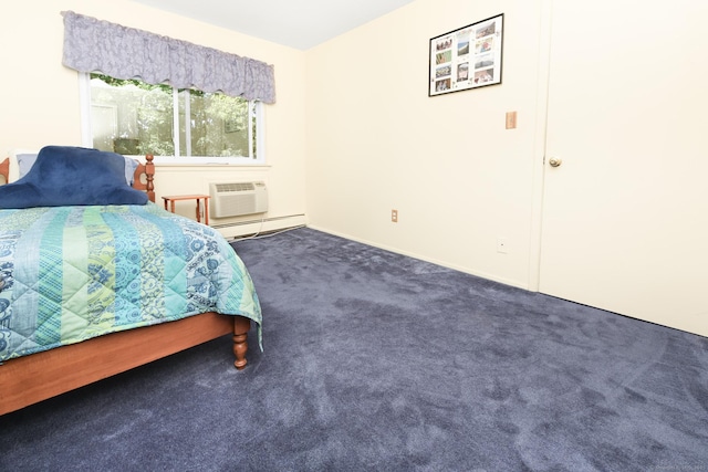 333 Vincellette St Unit 16, Bridgeport, CT 06606 - carpeted bedroom featuring a baseboard heating unit and a wall unit AC