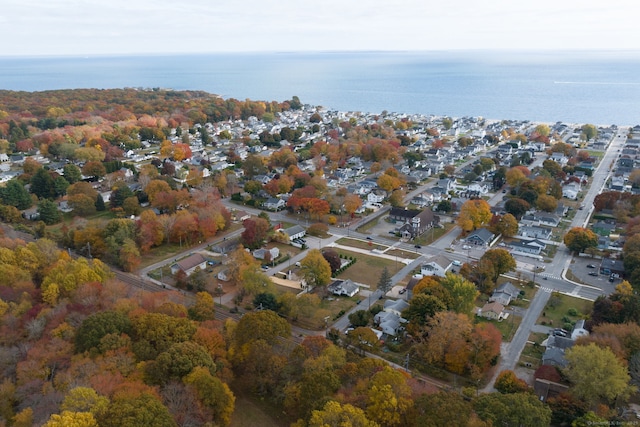 aerial view with a residential view and a water view