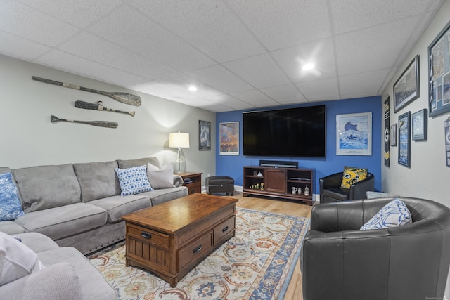 3 Spencer Ct, Clinton, CT 06413 - living room with light wood finished floors, a drop ceiling, and recessed lighting