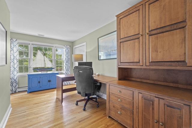 3 Spencer Ct, Clinton, CT 06413 - office featuring light wood-style floors, baseboards, and baseboard heating