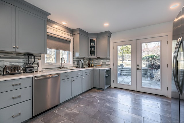 34 Indian Hill Rd, New Fairfield, CT 06812 - kitchen featuring dishwasher, light countertops, gray cabinets, and a sink