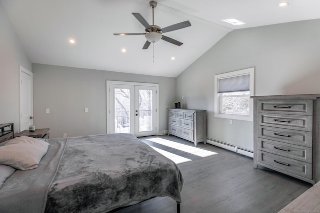 34 Indian Hill Rd, New Fairfield, CT 06812 - bedroom featuring access to outside, vaulted ceiling, multiple windows, and a baseboard radiator
