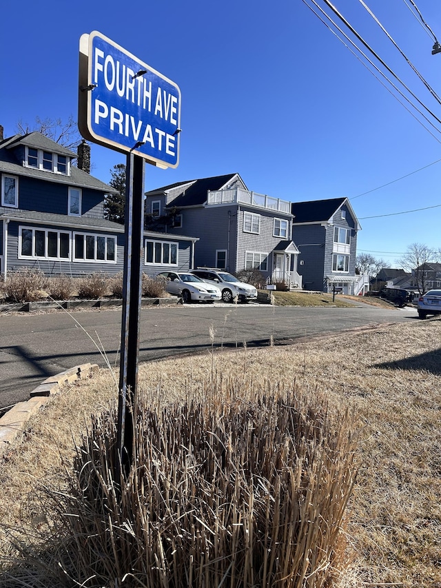 view of road featuring a residential view