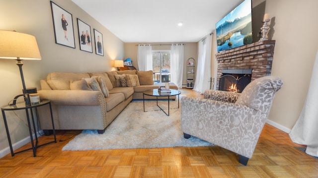 1557 Georges Hill Rd, Southbury, CT 06488 - living room featuring a fireplace and recessed lighting