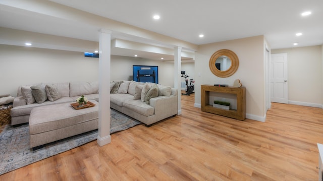1557 Georges Hill Rd, Southbury, CT 06488 - living area featuring light wood-style floors and recessed lighting