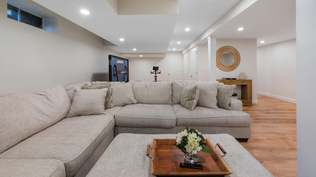 1557 Georges Hill Rd, Southbury, CT 06488 - living room with light wood-type flooring and recessed lighting