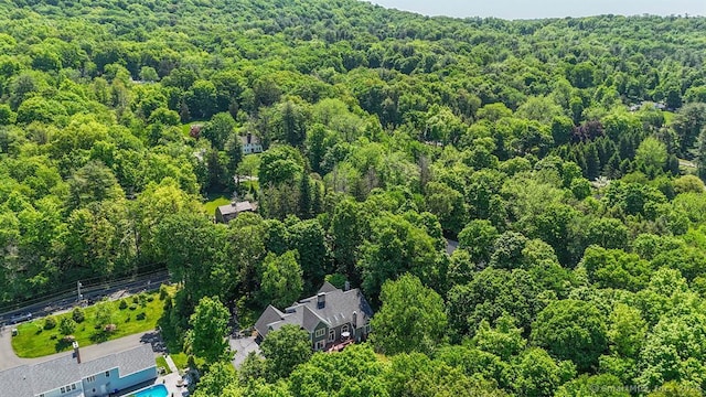 aerial view with a wooded view