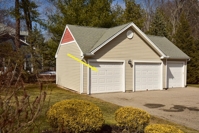 view of detached garage